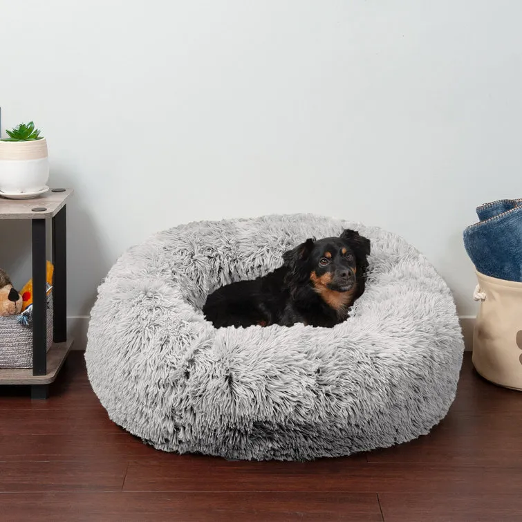 Calming Cuddler Long Fur Donut Bed