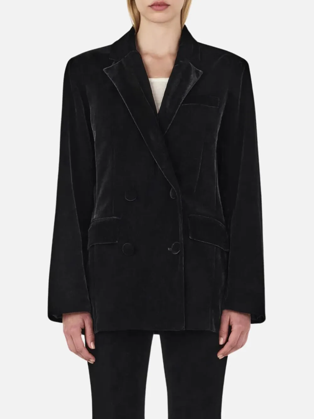 Velvet Plain Long Sleeve Blazer