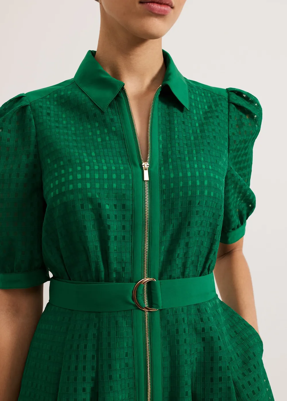 Fashion Hollow Texture Bubble Short Sleeve Dress