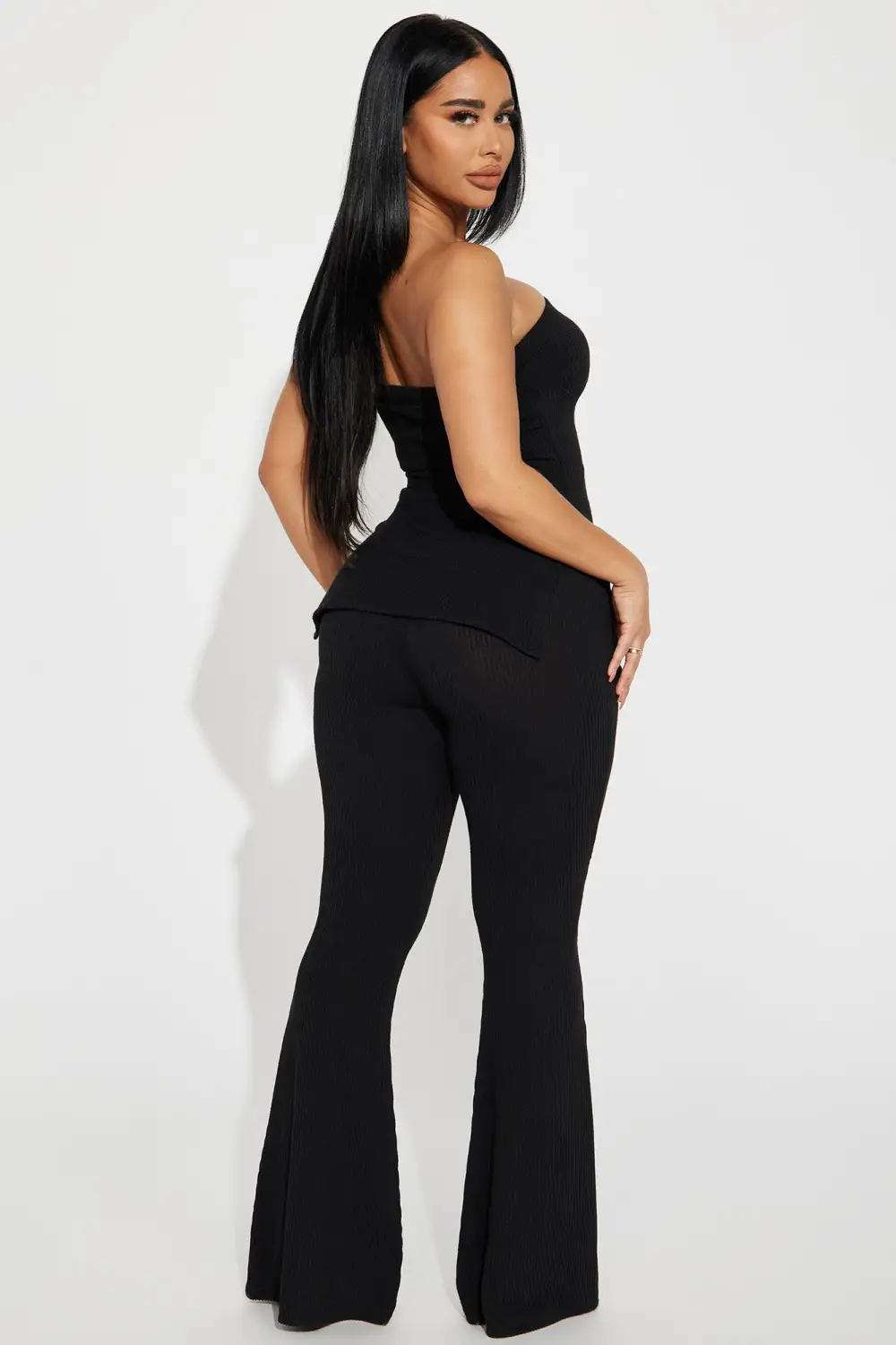 Highly Recommend Ribbed Pant Set - Black