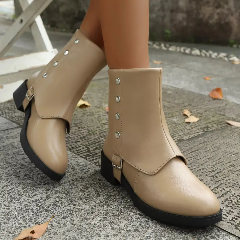 Structured Round Toe Block Heel Boots