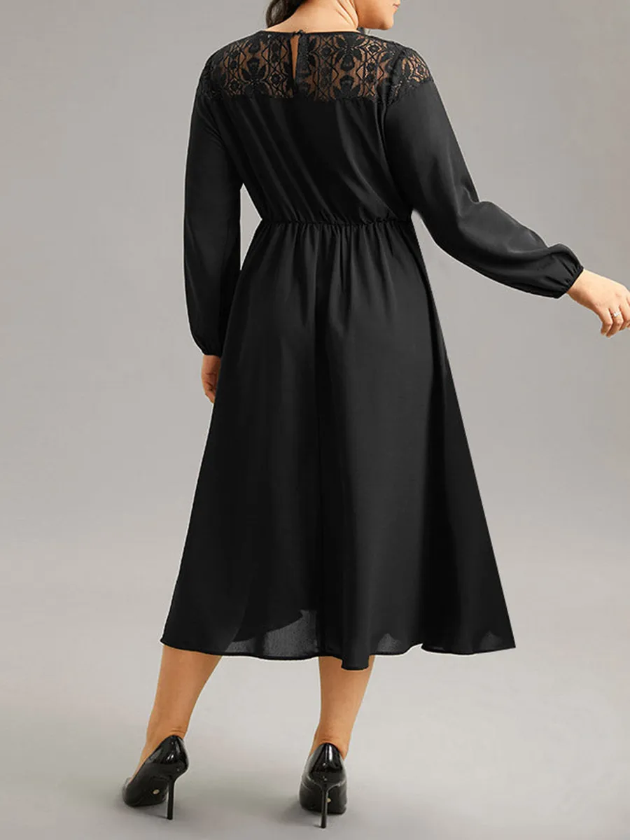 Lace Patchwork Plus-Size Women's Dress