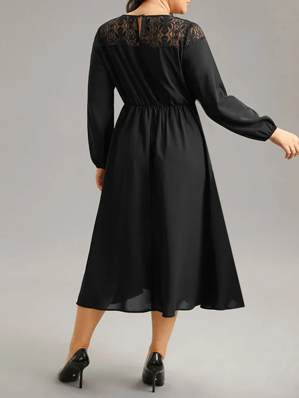 Lace Patchwork Plus-Size Women's Dress