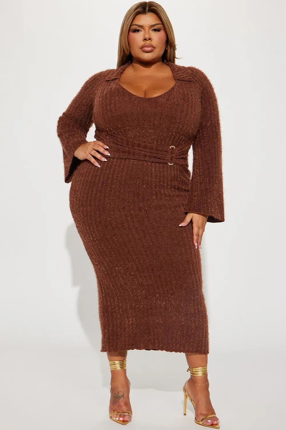 Jordyn Sweater Maxi Dress - Brown