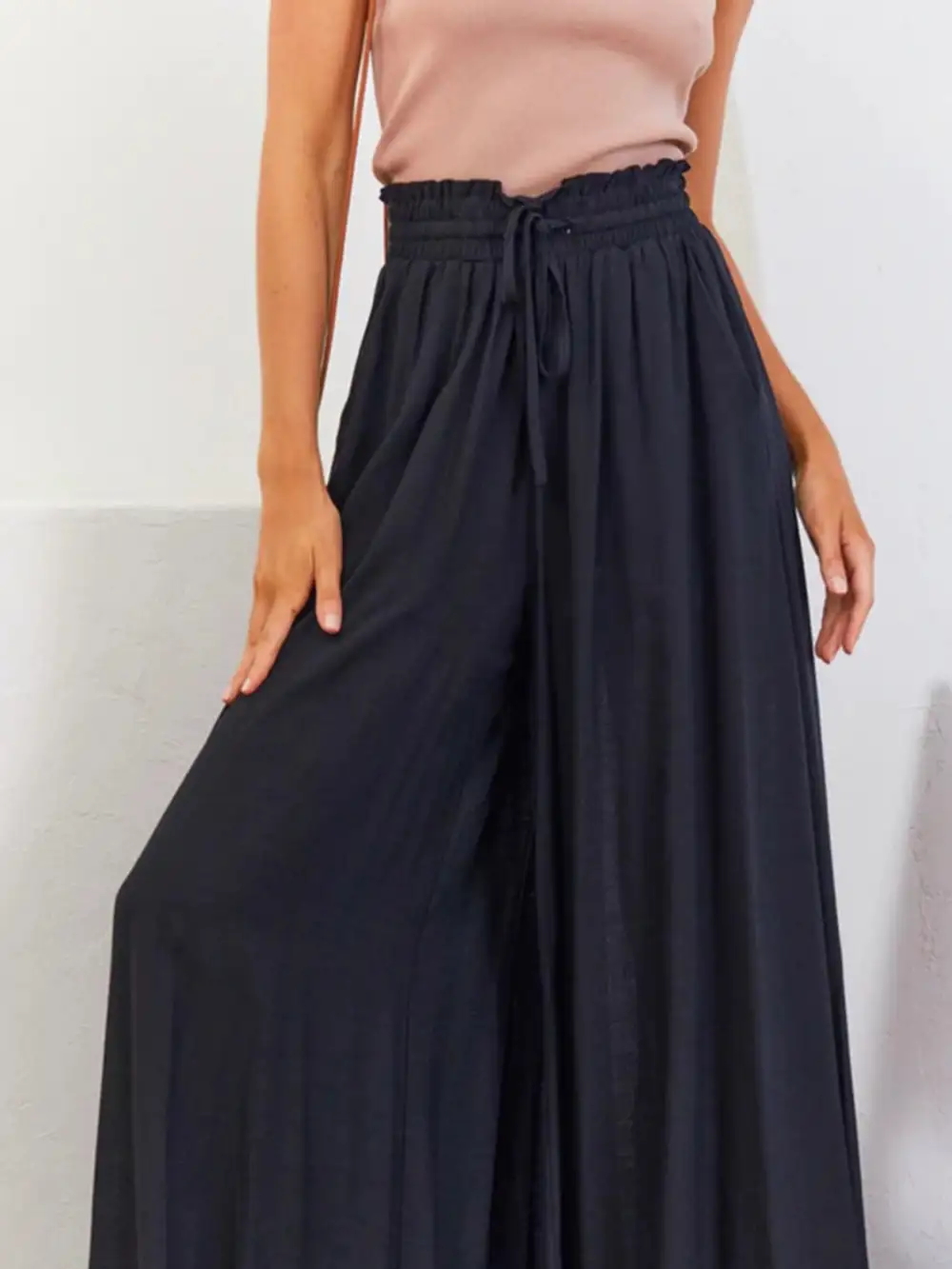 Easy Fit High Waist Wide Leg Pants