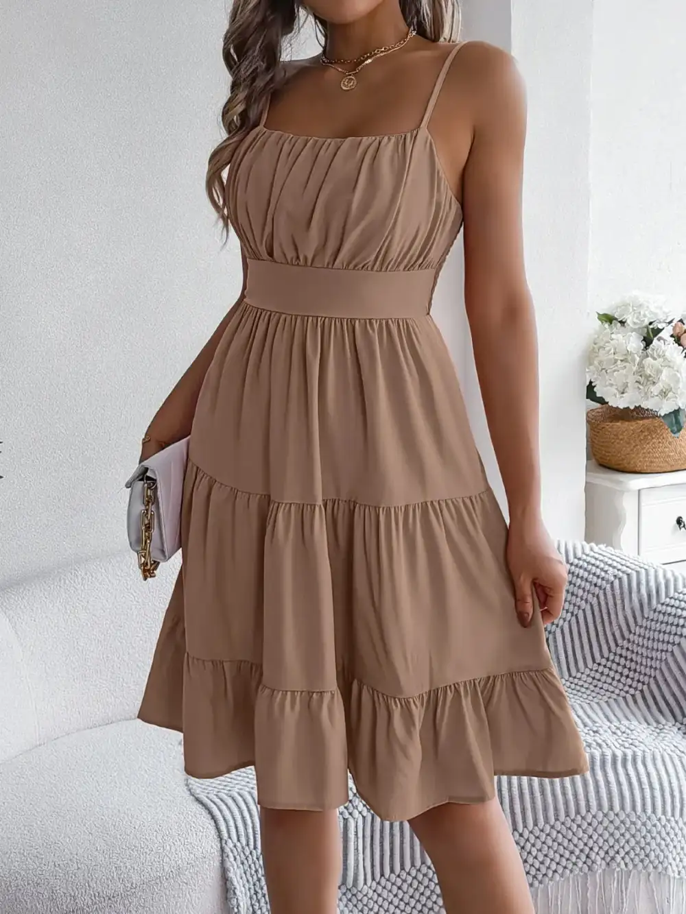 Easy Tie Detail Smocked Dress