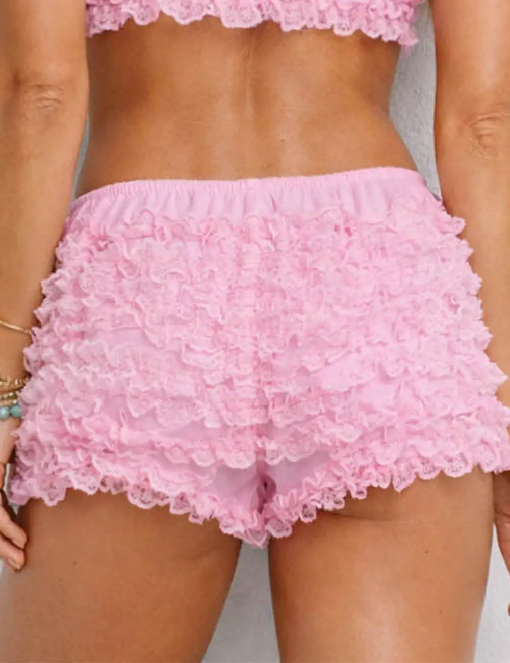 Romantic Lace Tiered Ruffle Mini Shorts
