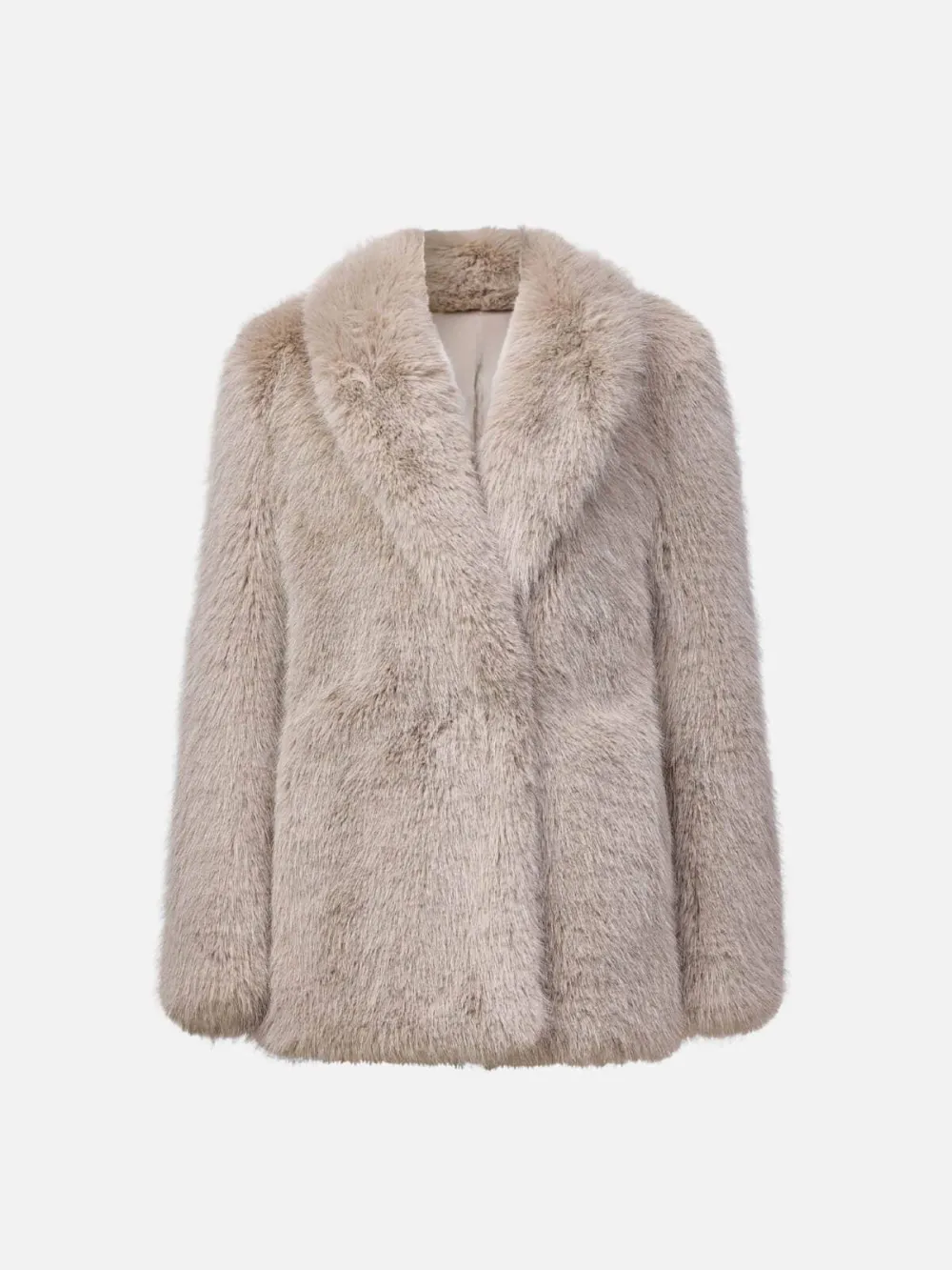 Fuzzy Lapel Long Sleeve Coat