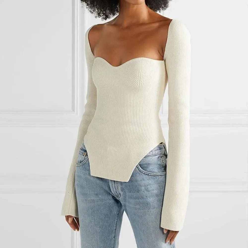 Square Neck Knitted Sweater
