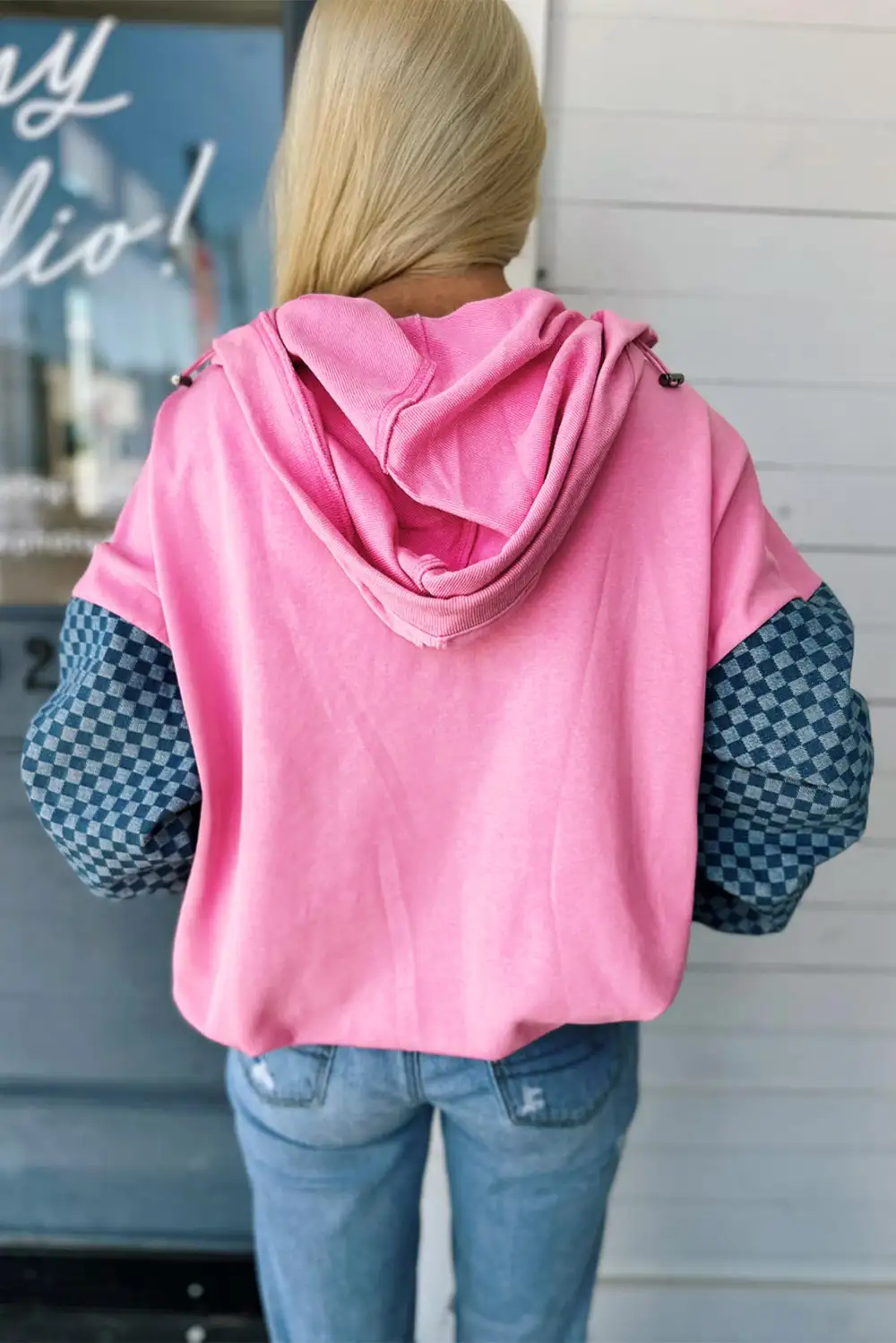 Everyday Patchwork Pocket Detail Zip Detail Hoodie