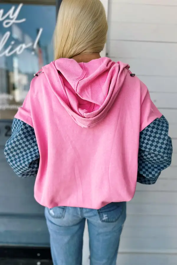 Everyday Patchwork Pocket Detail Zip Detail Hoodie