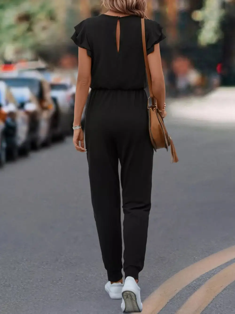 Ruffle Drawstring Jumpsuit