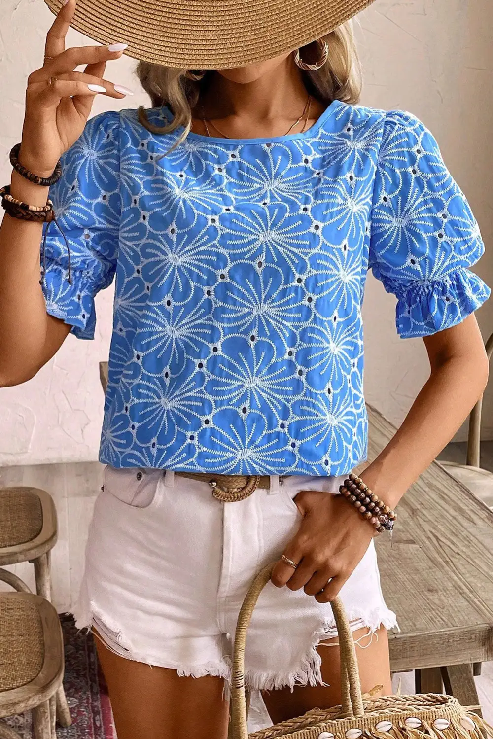 Relaxed Embroidered Floral Blouse