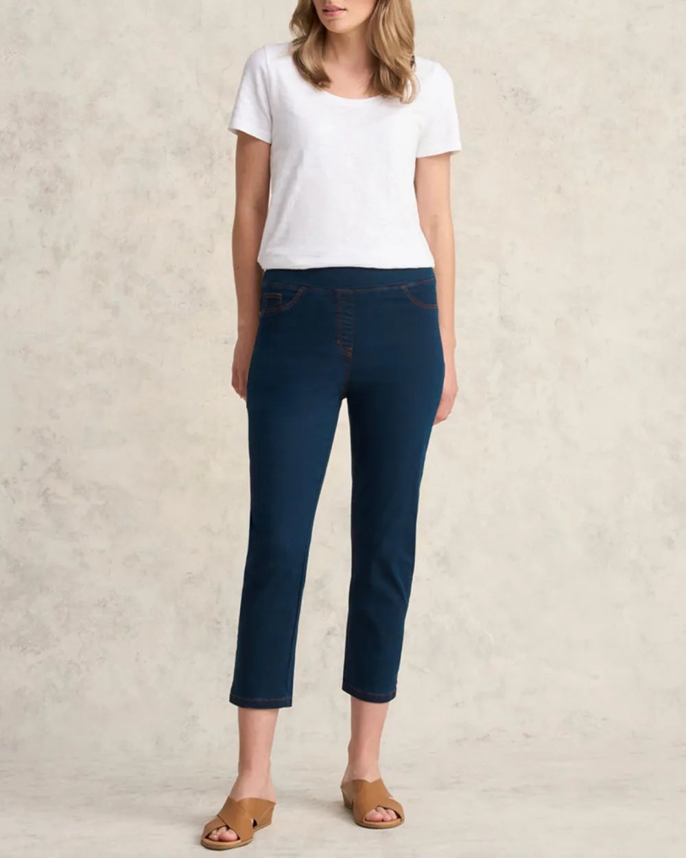 Navy Blue Cropped Pants For Elegant Daily Style