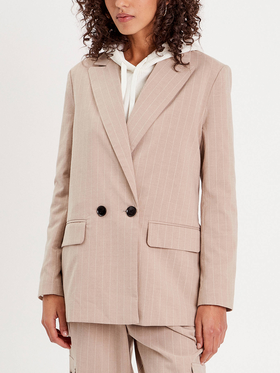 Veste blazer boutonnée sable femme