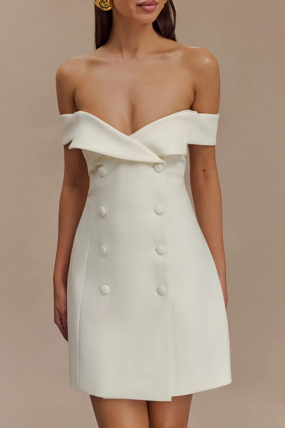 Off Shoulder Suiting Mini Dress