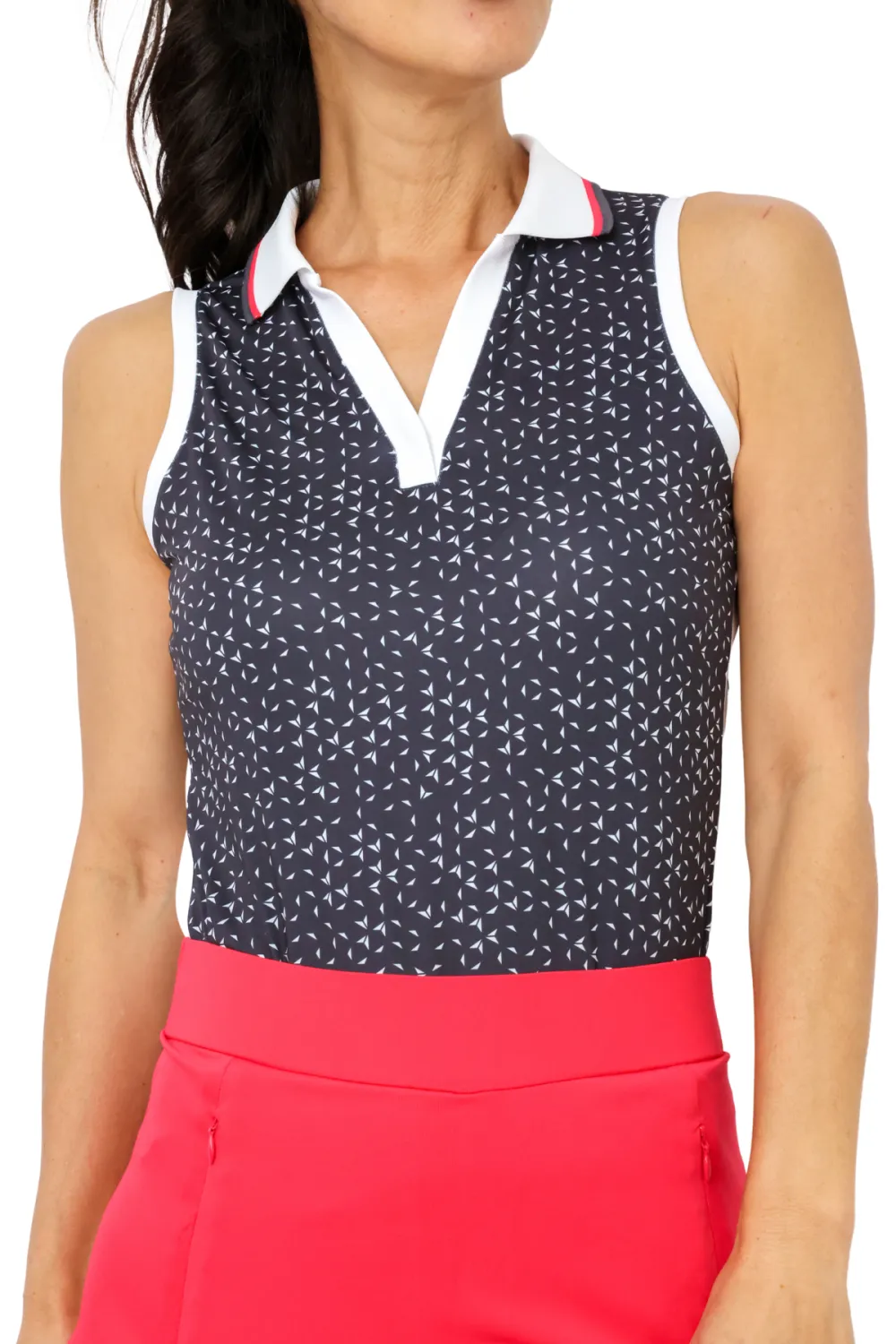 Collar Sleeveless Stripe Shirt