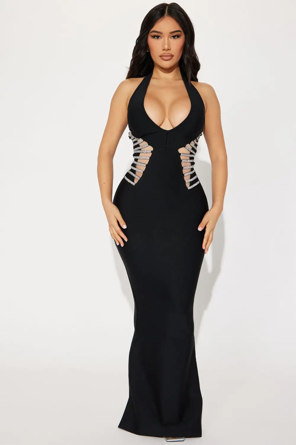 Carmen Bandage Maxi Dress - Black