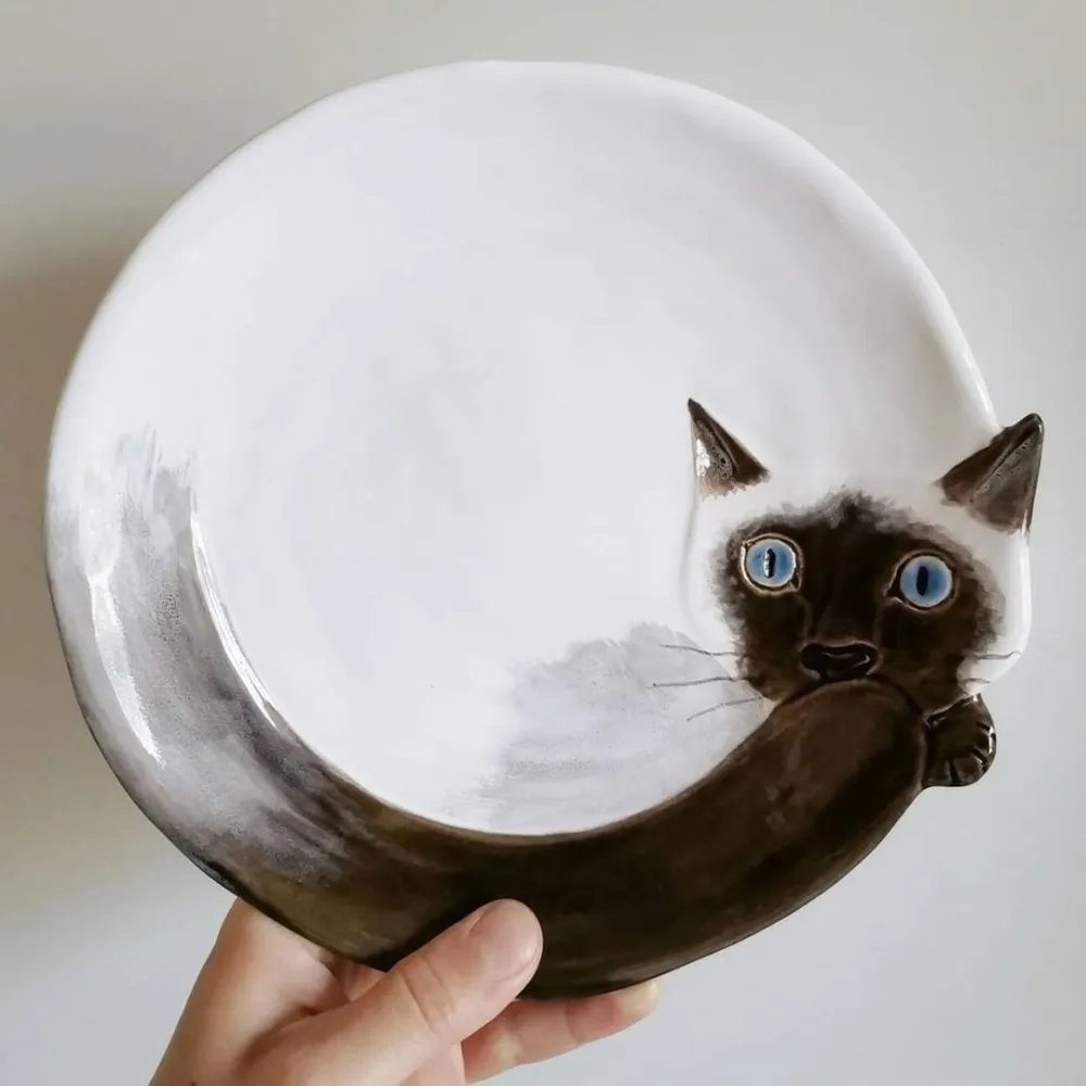 7 pieces cat dinner plates