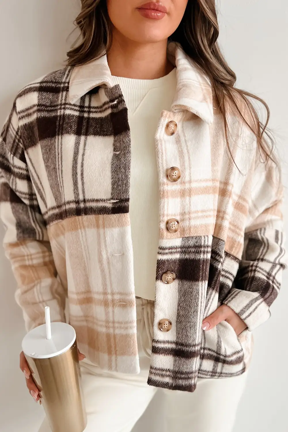 Mixed Plaid Oversized Jacket