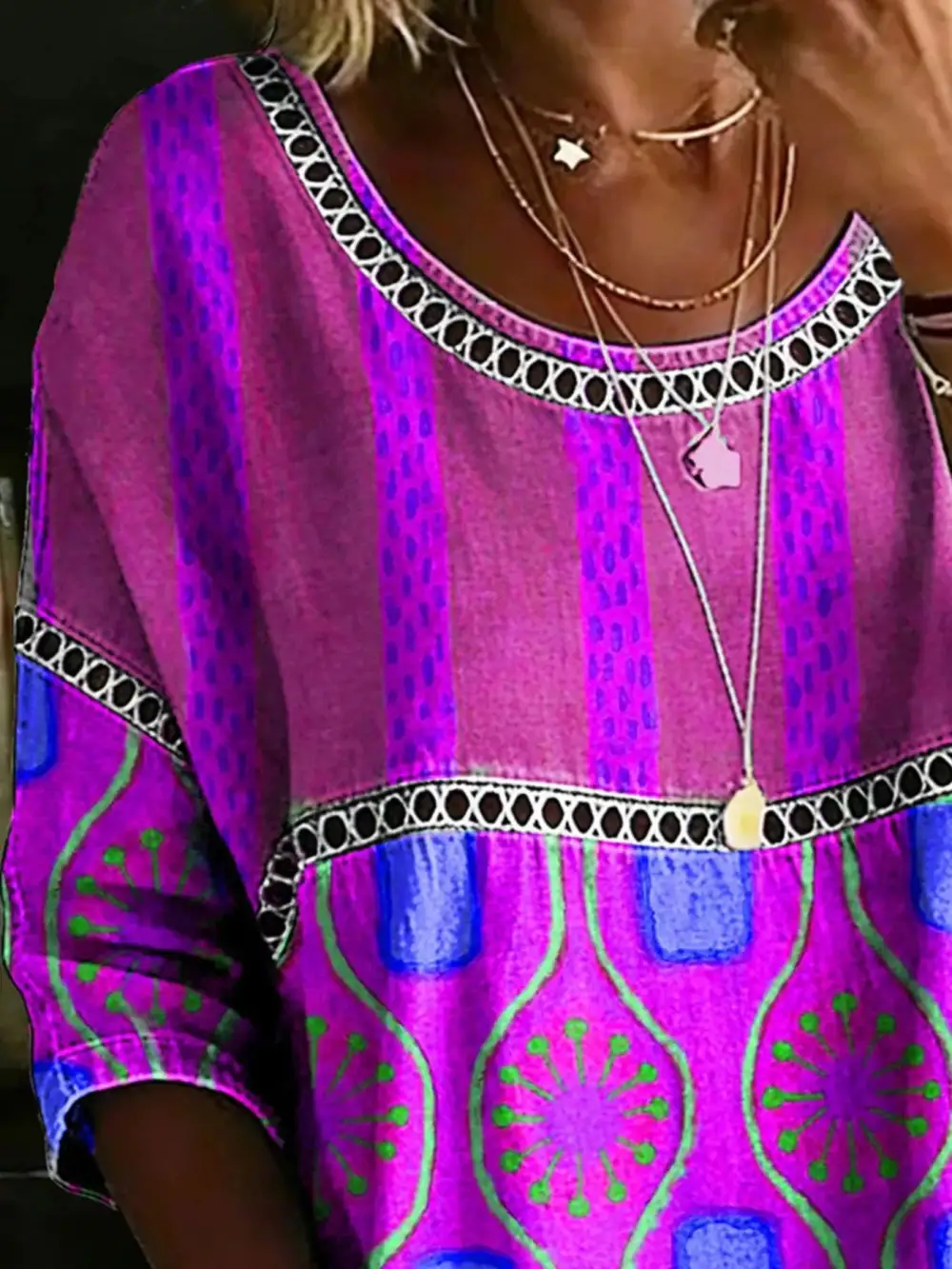 Hollow Out Round Neck Top Plus