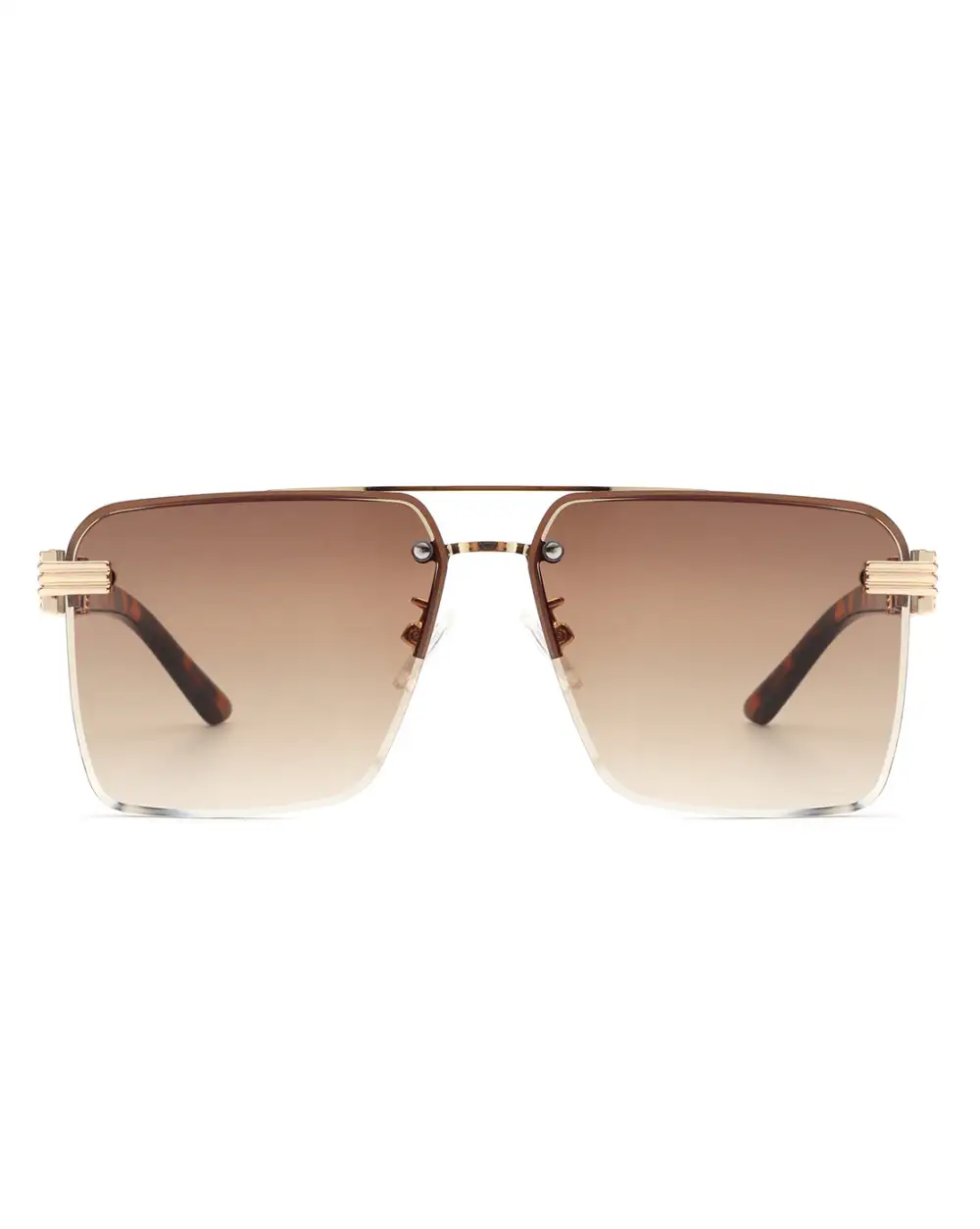Structured Square Rimless Frame Sunglasses