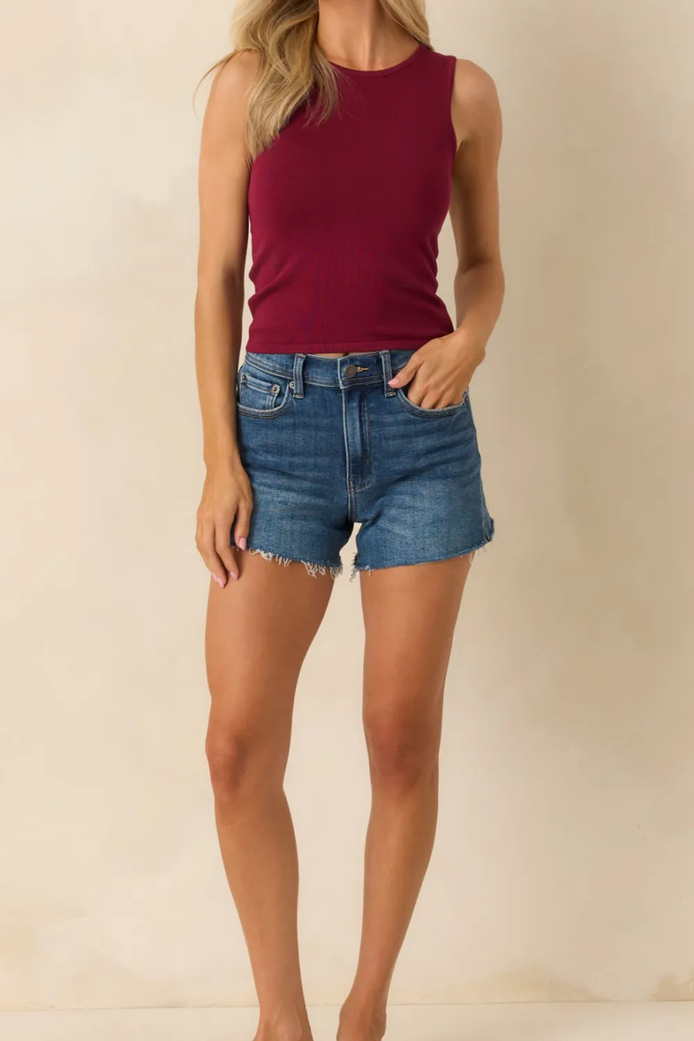 Dark Wash High Waisted Denim Shorts