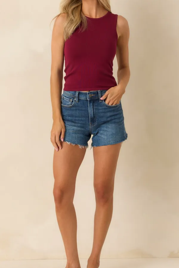 Dark Wash High Waisted Denim Shorts