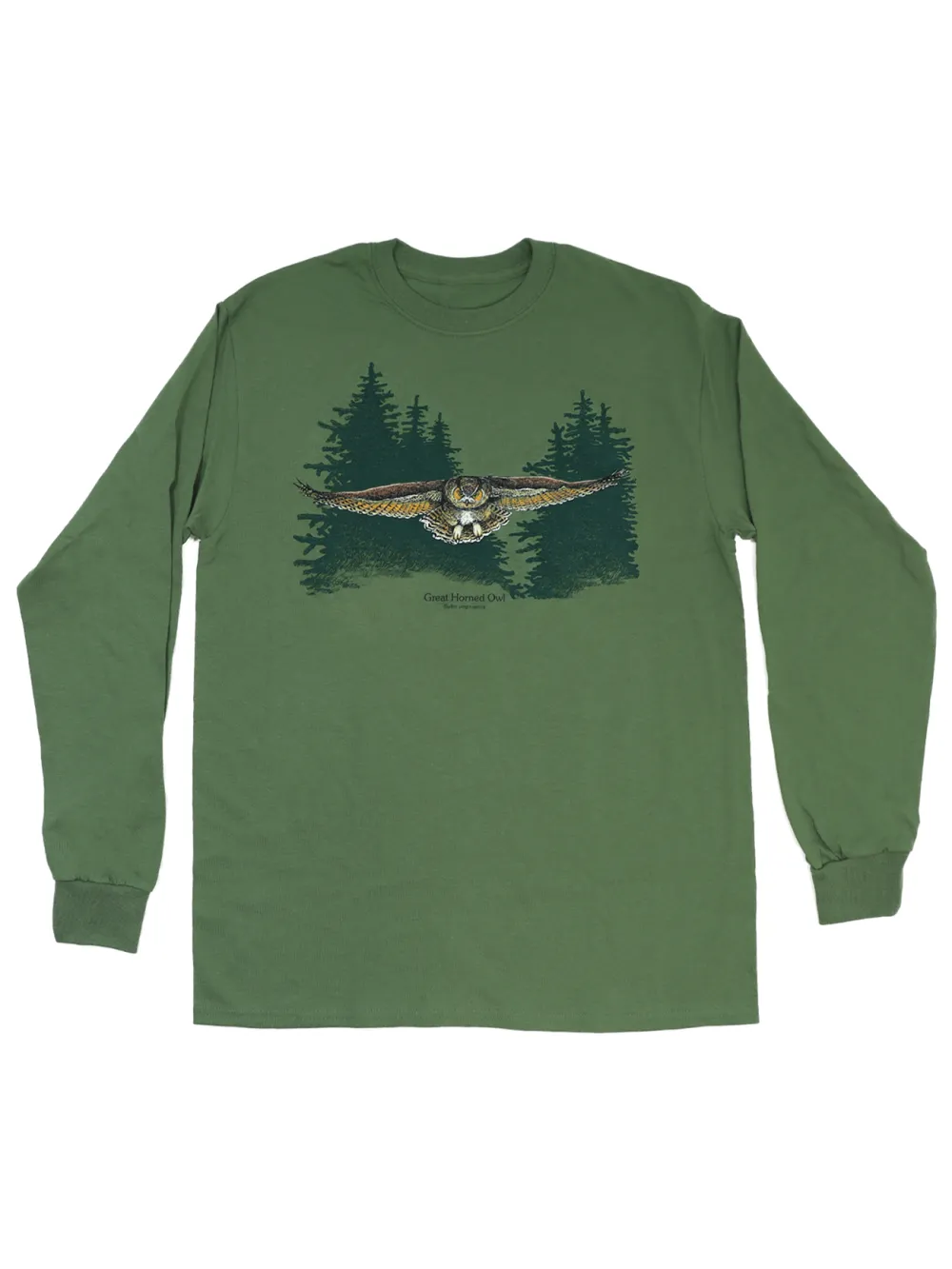Owl Print Round Neck Long Sleeved T-Shirt