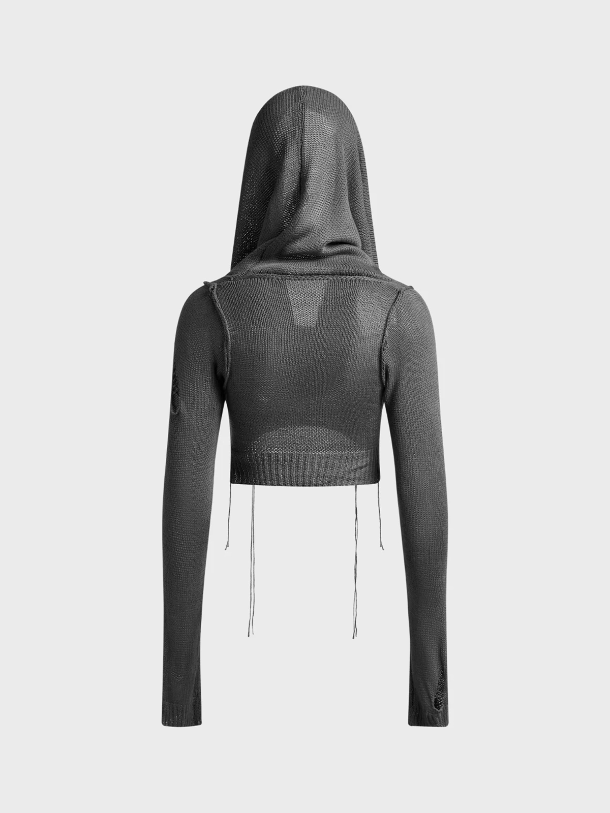 Edgy Black Hooded Cut Out Top Sweater