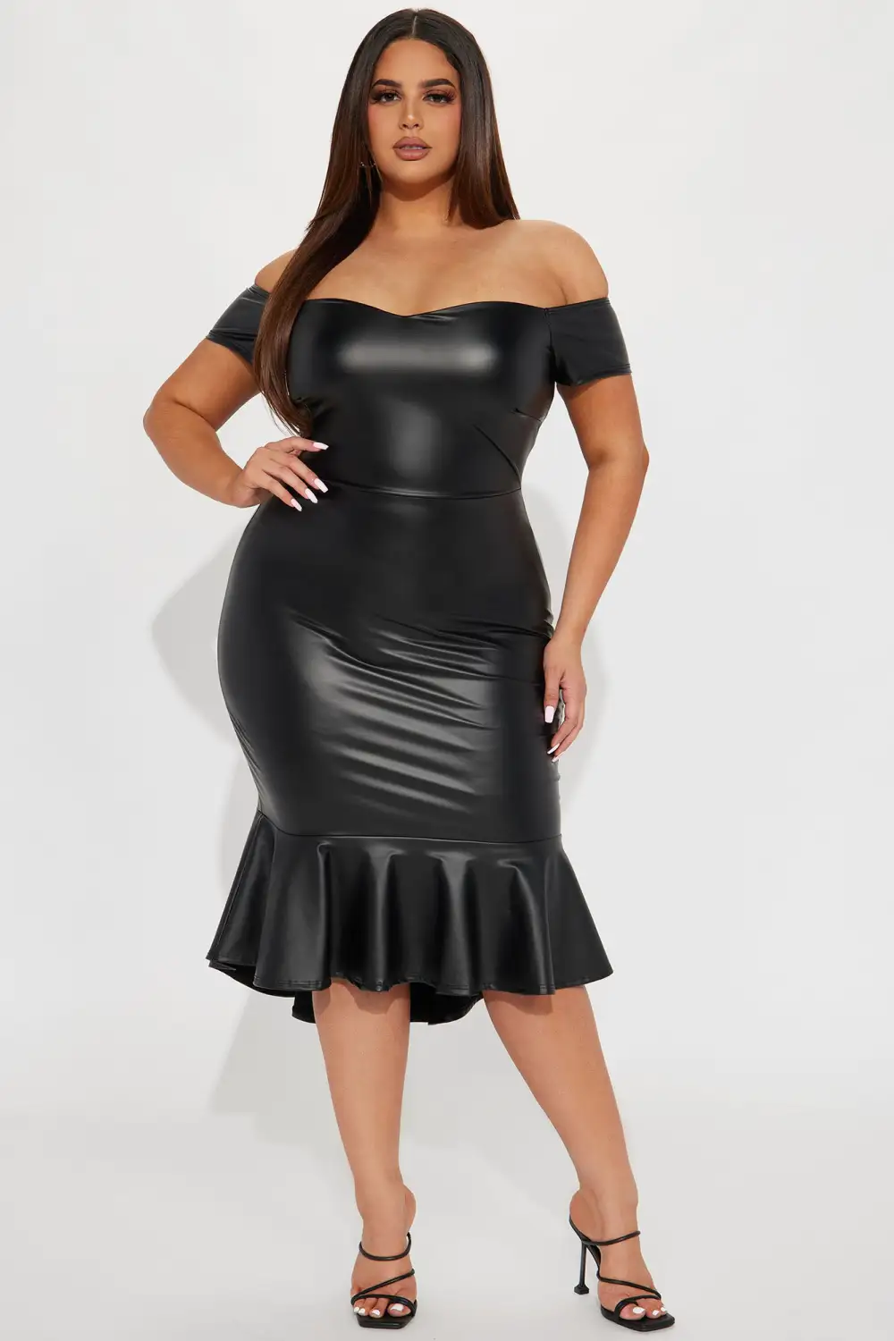 Jan Faux Leather Midi Dress - Black