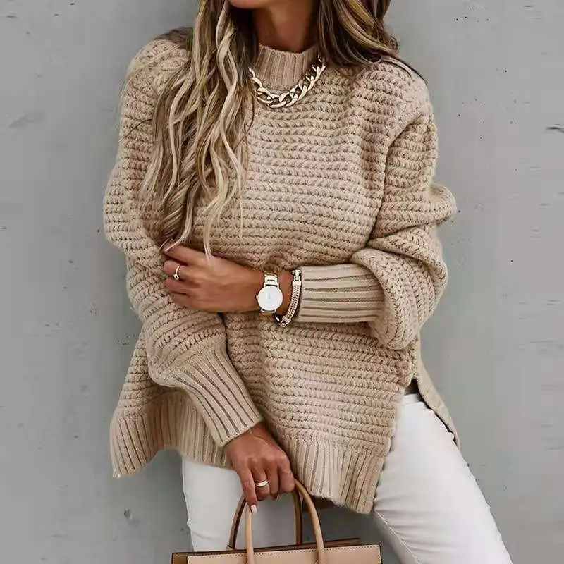 Casual Solid Color Knitted Sweater