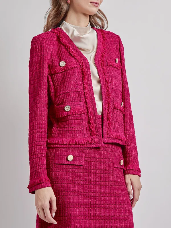 Bordered V-Neck Jacket