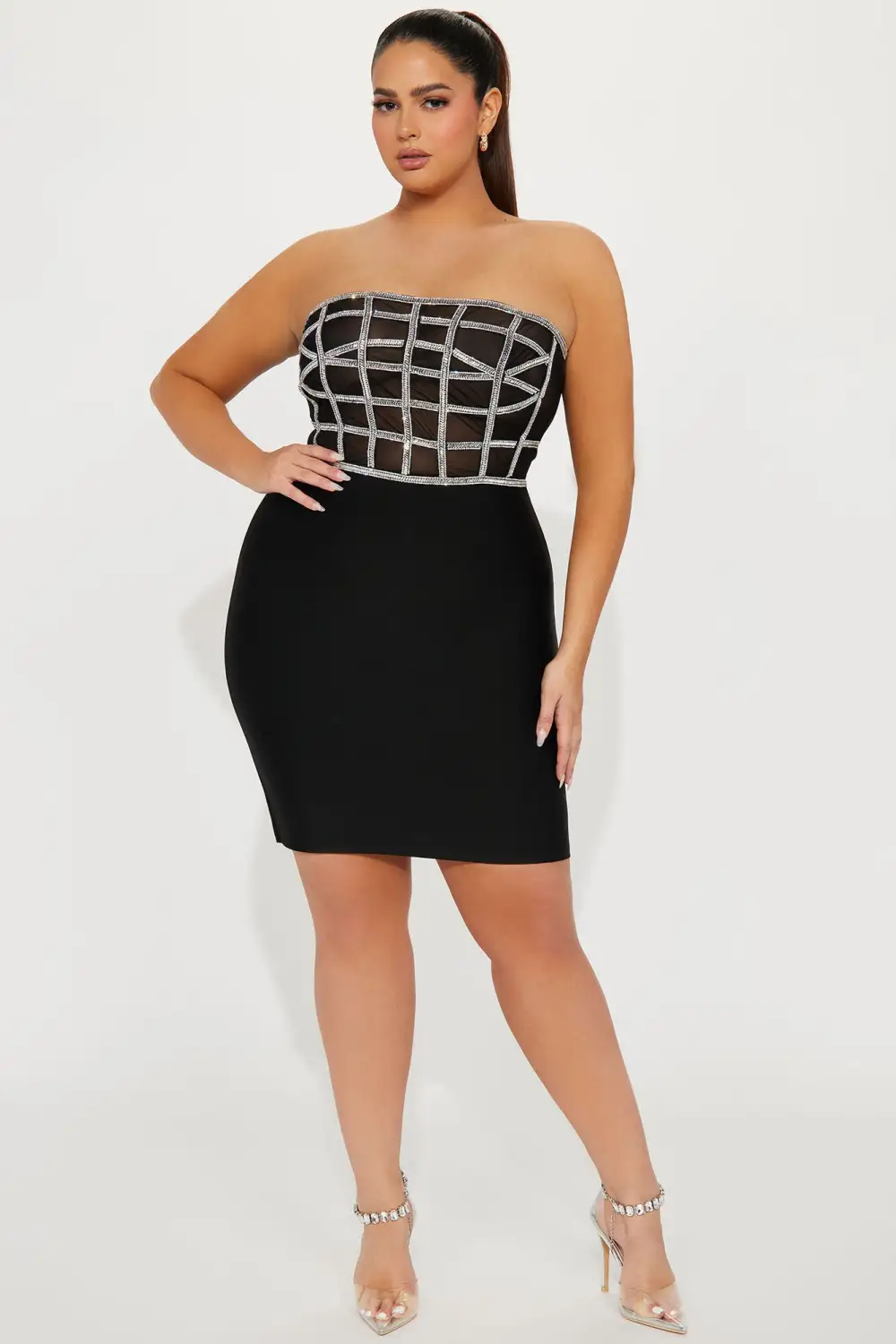 Stacy Embellished Mini Dress - Black