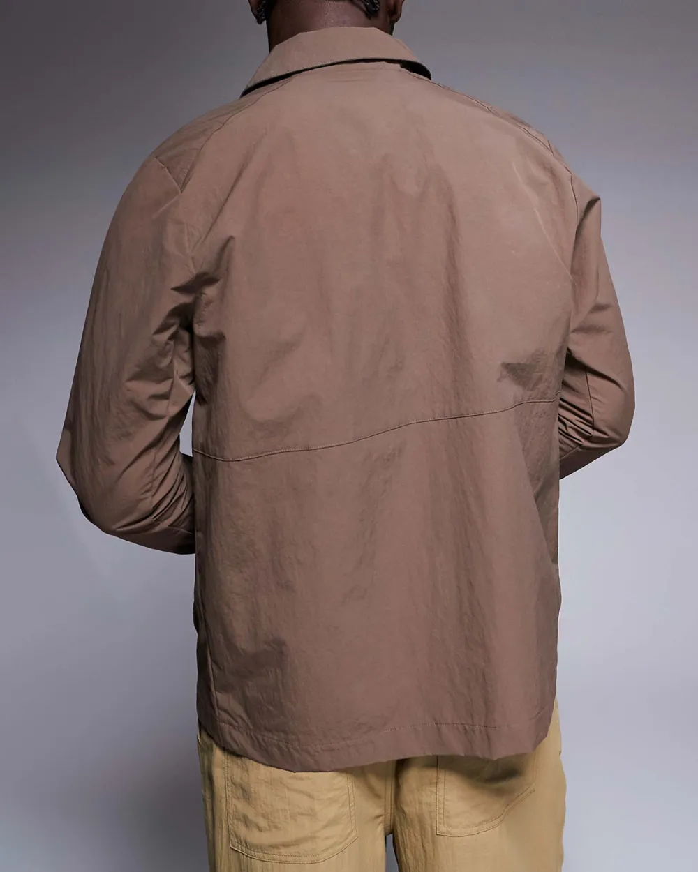 Pocket Zip Overshirt In Brown
