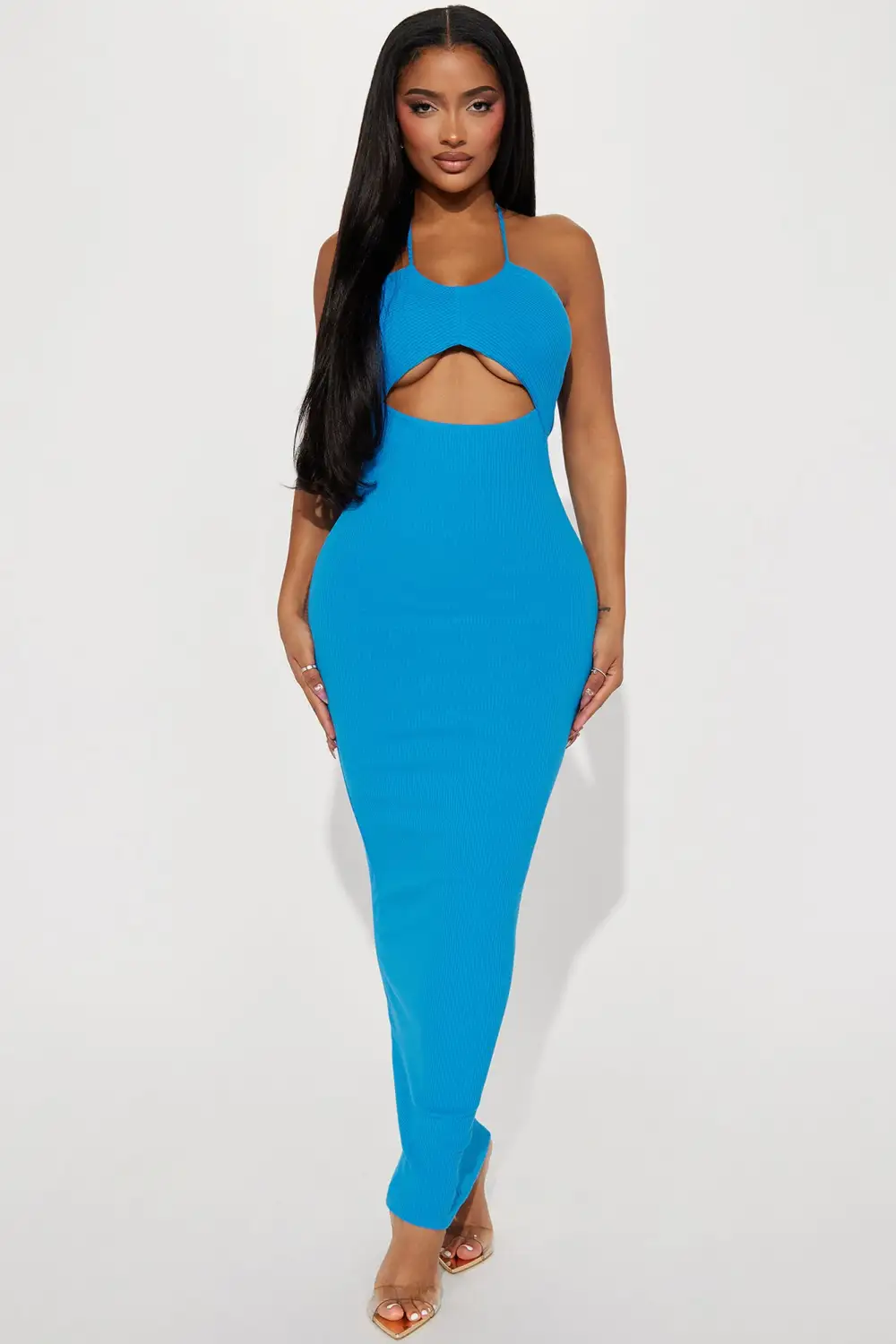 Mara Ribbed Max Dress - Blue