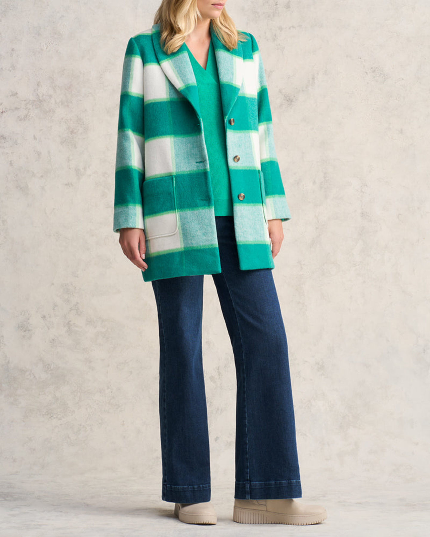 Checkered Double Breasted Coat