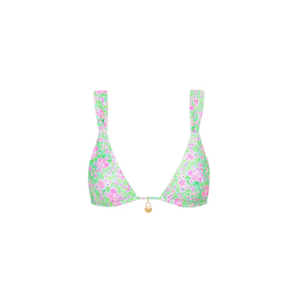 Multicolored Floral Triangle Bikini Top