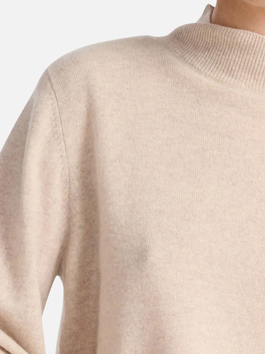Beige Turtleneck Knit Sweater