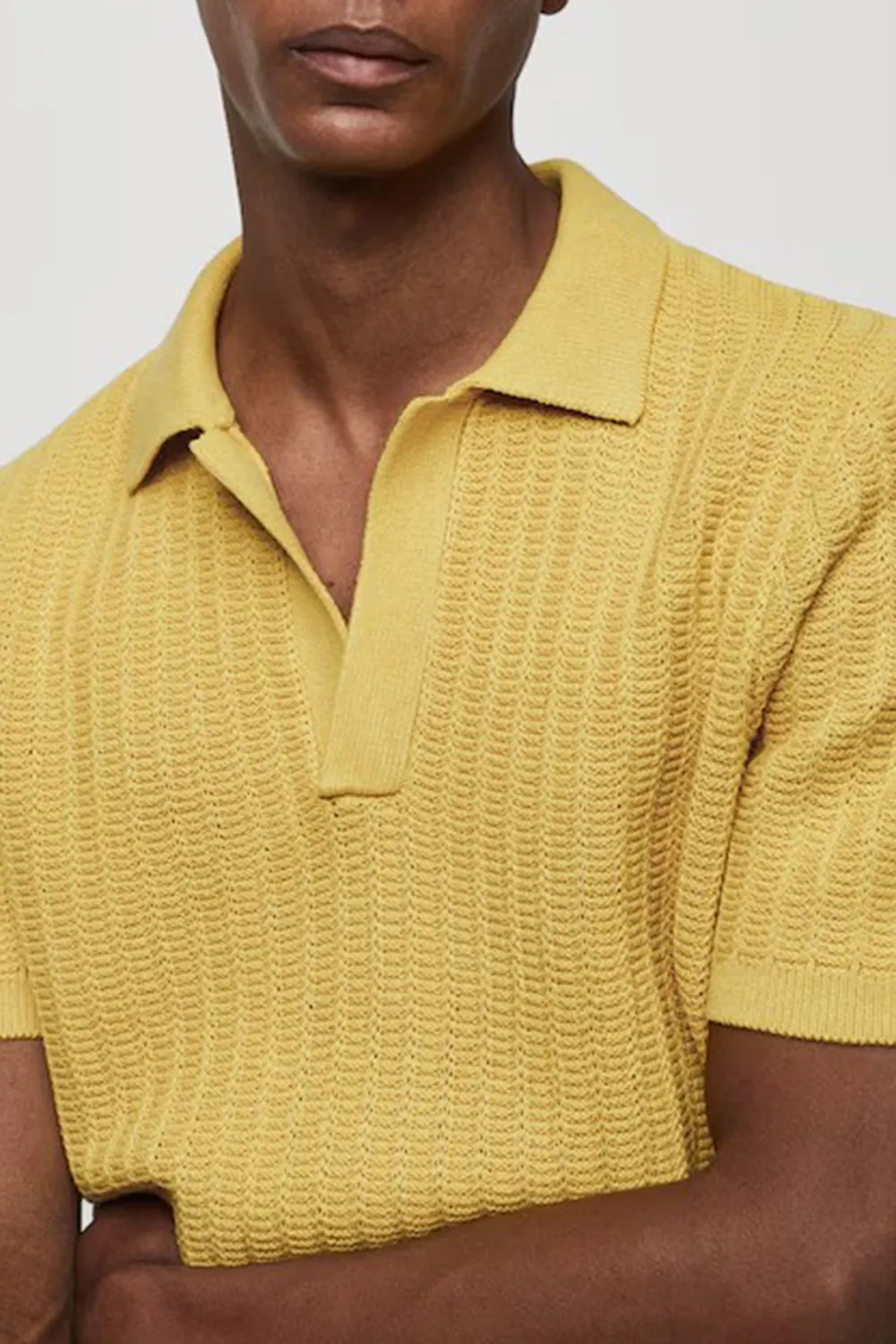 Braided Knit Polo Shirt