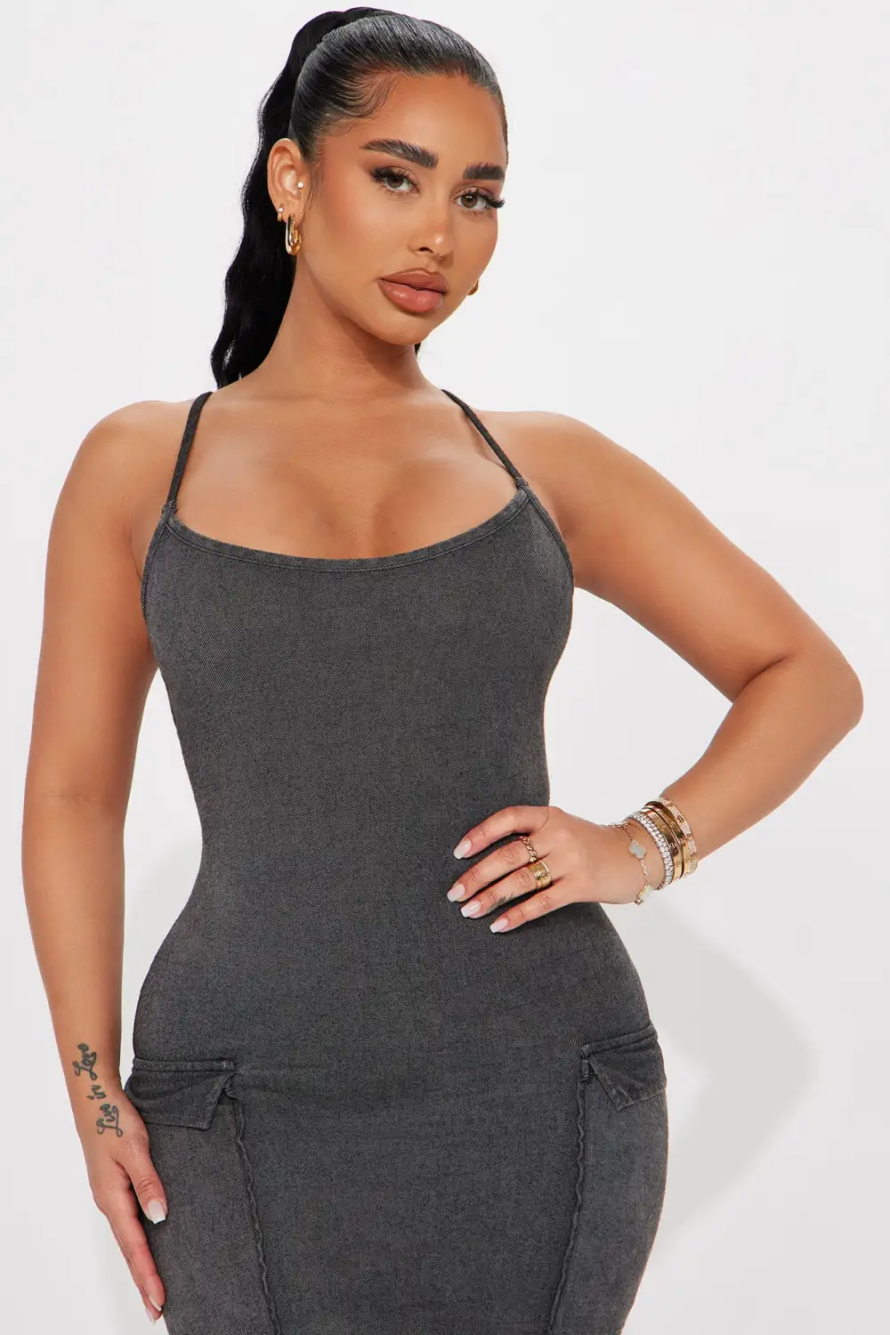 Sabrina Mineral Wash Maxi Dress - Black