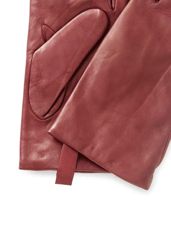 Red Elegant Style Leather Gloves