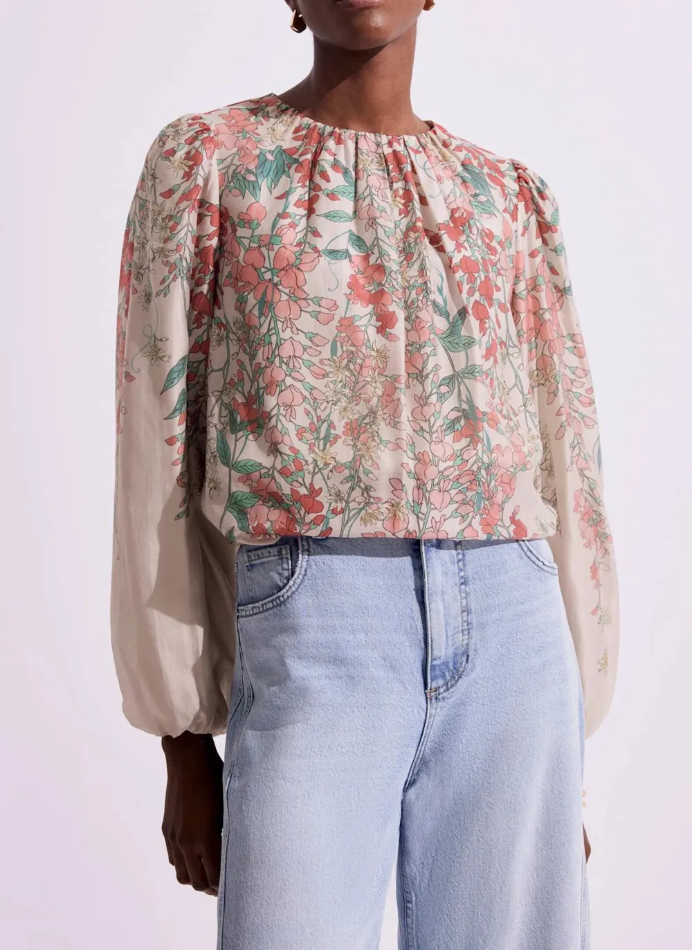 Casual Style Pink Floral Print Top