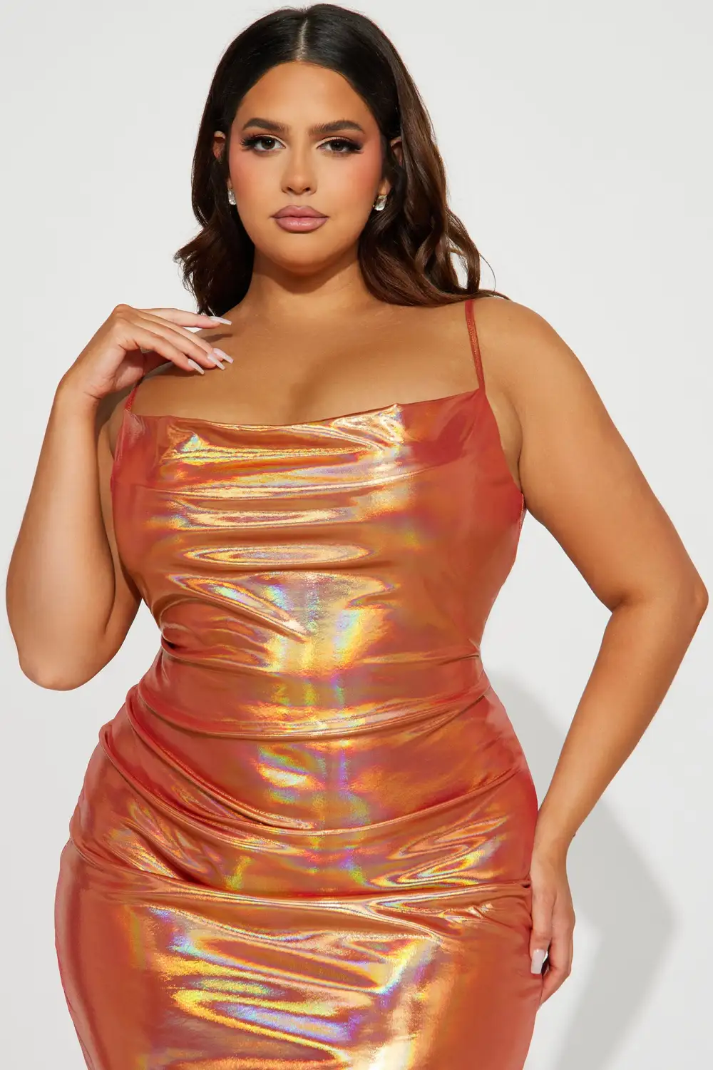 Watch Me Shine Bright Midi Dress - Rust
