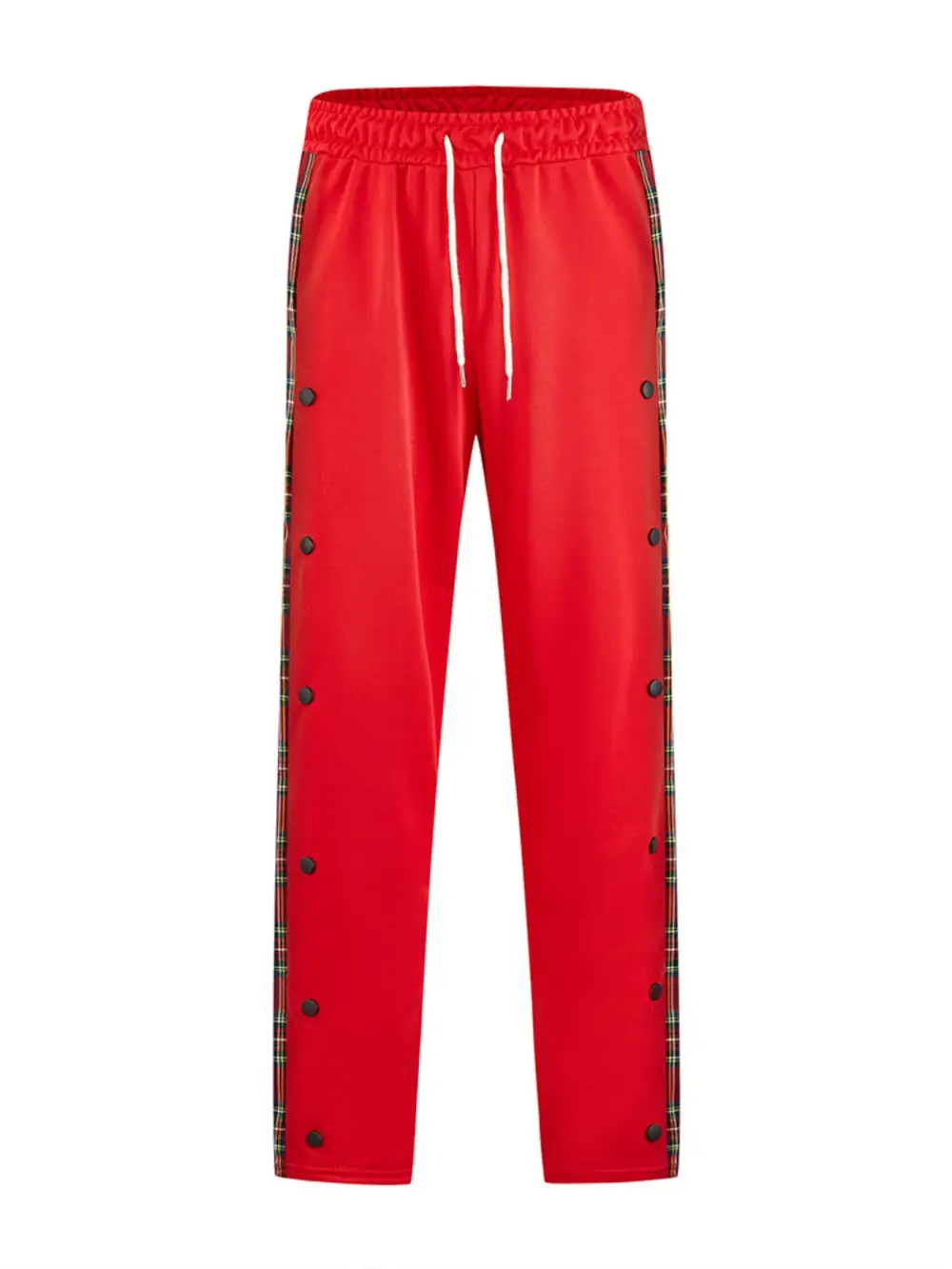 Men's Full Size Drawstring Plaid Side Stripe Pants