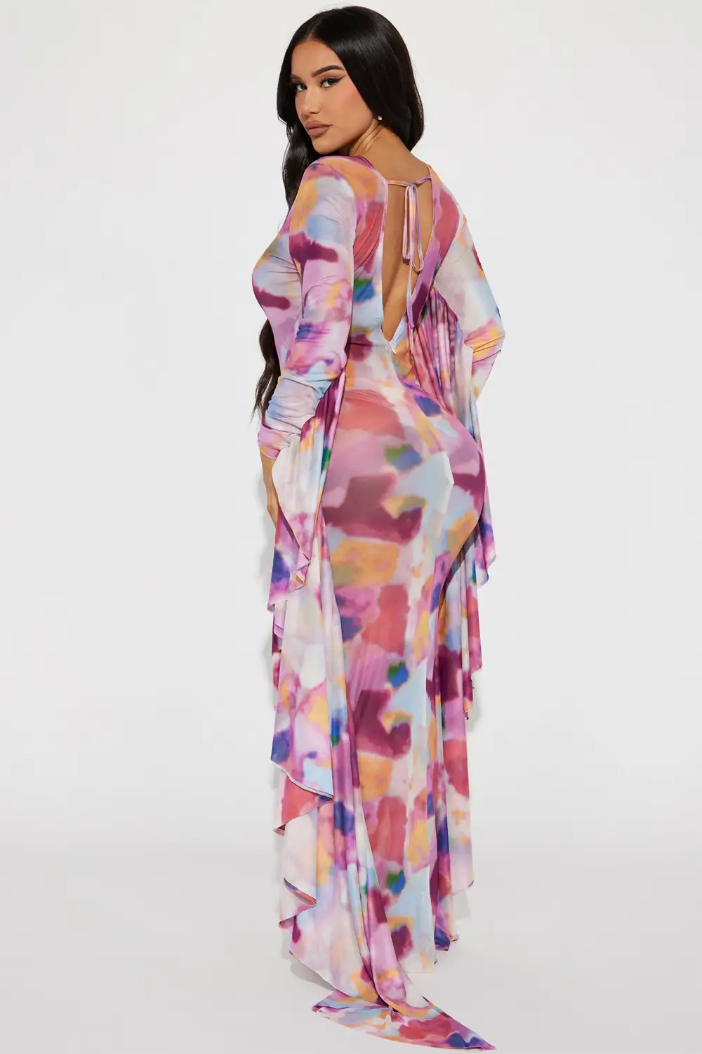 Mariposa Mesh Maxi Dress - Pink/combo