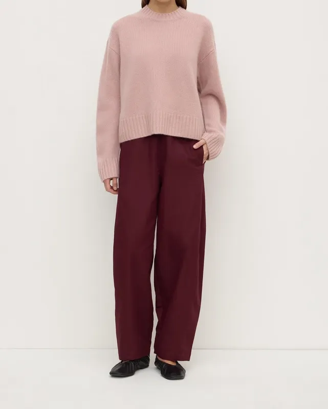 Blush Cashmere Crew-Neck Knit Sweater
