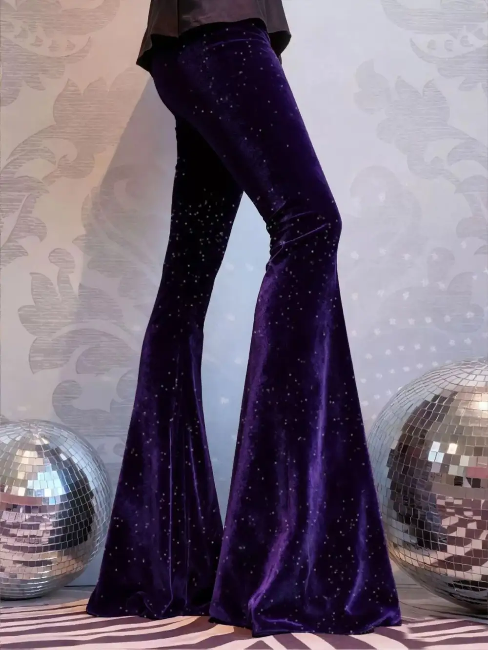 Velvet High Waist Flared Pants