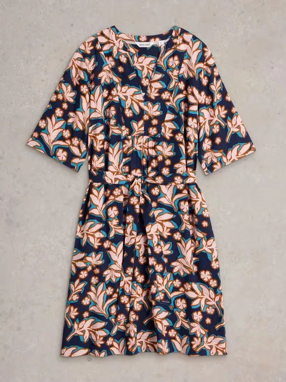 Shift Dress In Navy Print