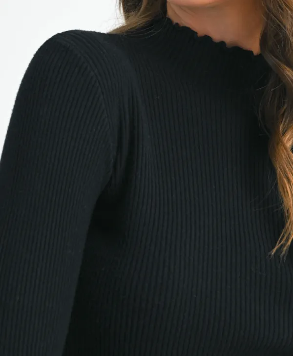 Mock Scallop Trim Edge Sweater